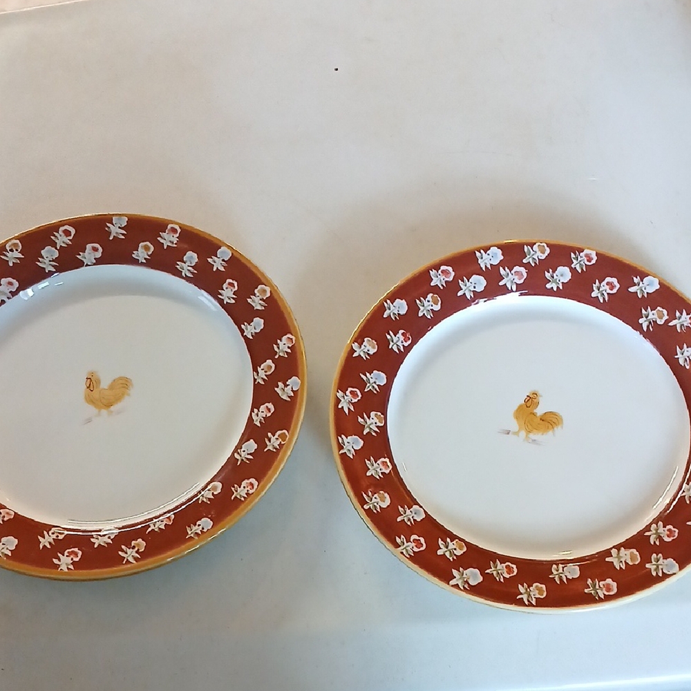 Waverly Coq-A-Doodle Do Rooster Salad Plates Set Of Two